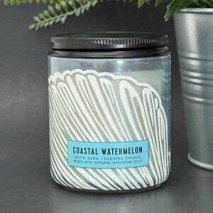 BBW Coastal Watermelon White Barn Bath & Body Works Mason Jar Single Wick Candle